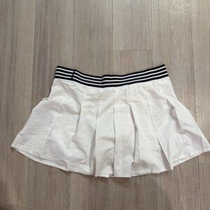 Women's L Kyodan Tennis Skirt Pleated White With Navy